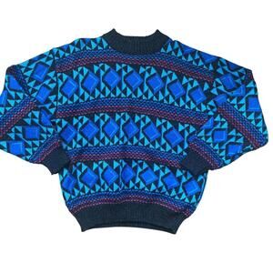 Vintage Concrete Mix Women's Blue and Black cottagecore sweater